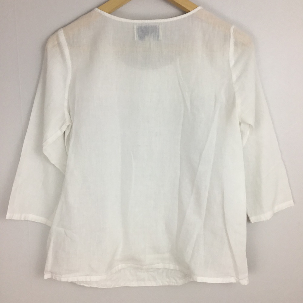 Sabine Floral Embroidered White Cotton Blouse - Picture 4 of 5